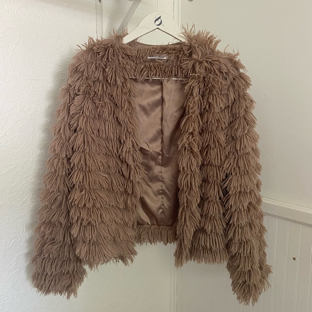 Chic Faux Fur Brown Shag Teddy Jacket